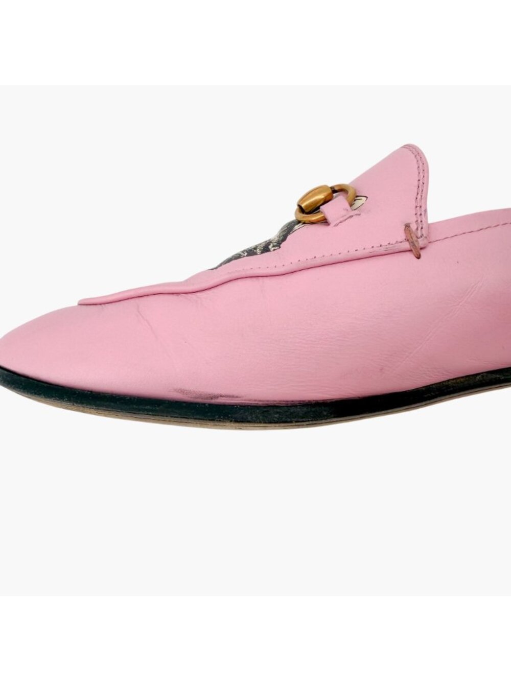 Gucci Mystic Cat Brixton Horsebit Loafers Pink Leather Size 37.5 US 7.5 Women's - Picture 11 of 15